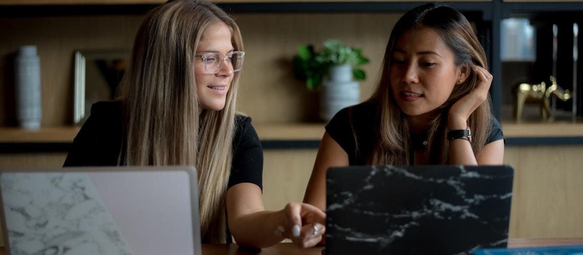 women training on computers