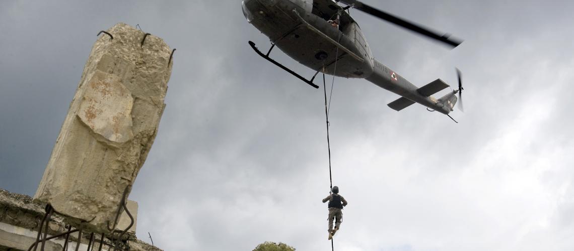 Helicopter flying overhead