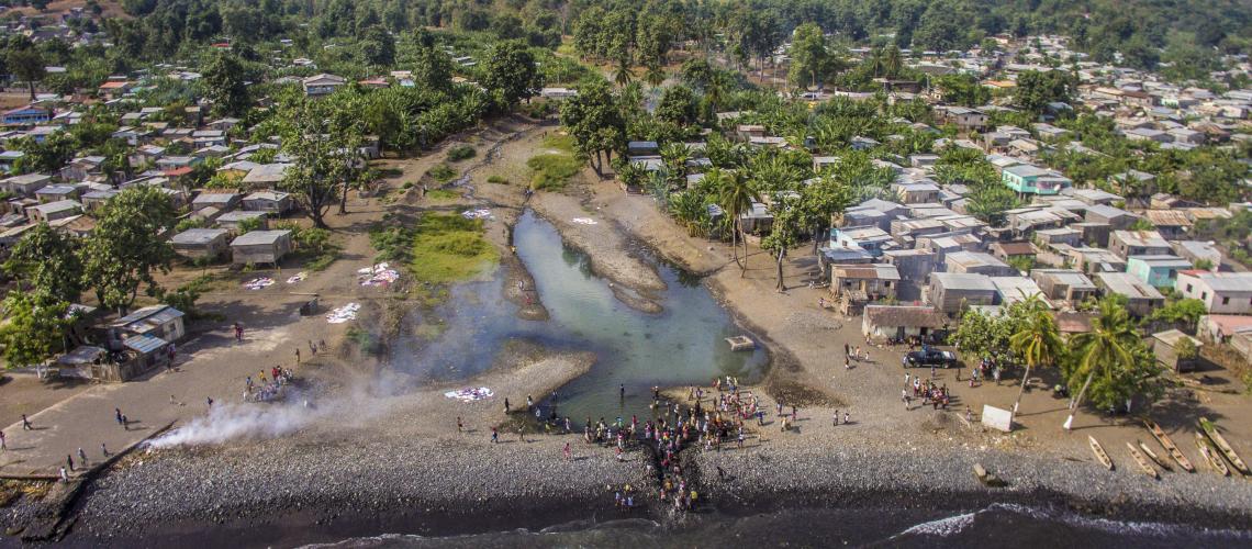 Water crater on beach 