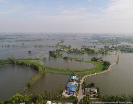 Aerial view of a watery area