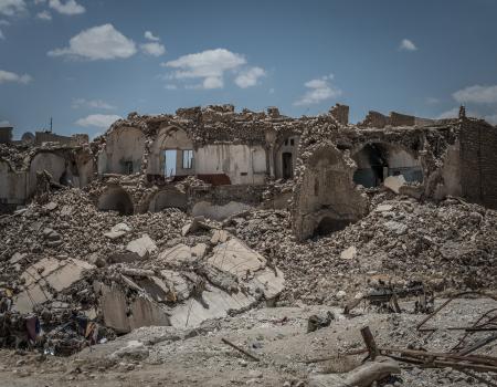 Pile of rubble on a small hill