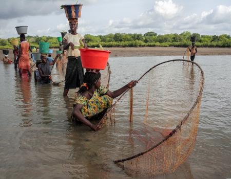 Women working in a river