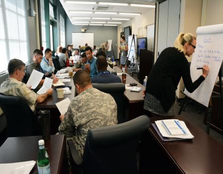 People learning in a room